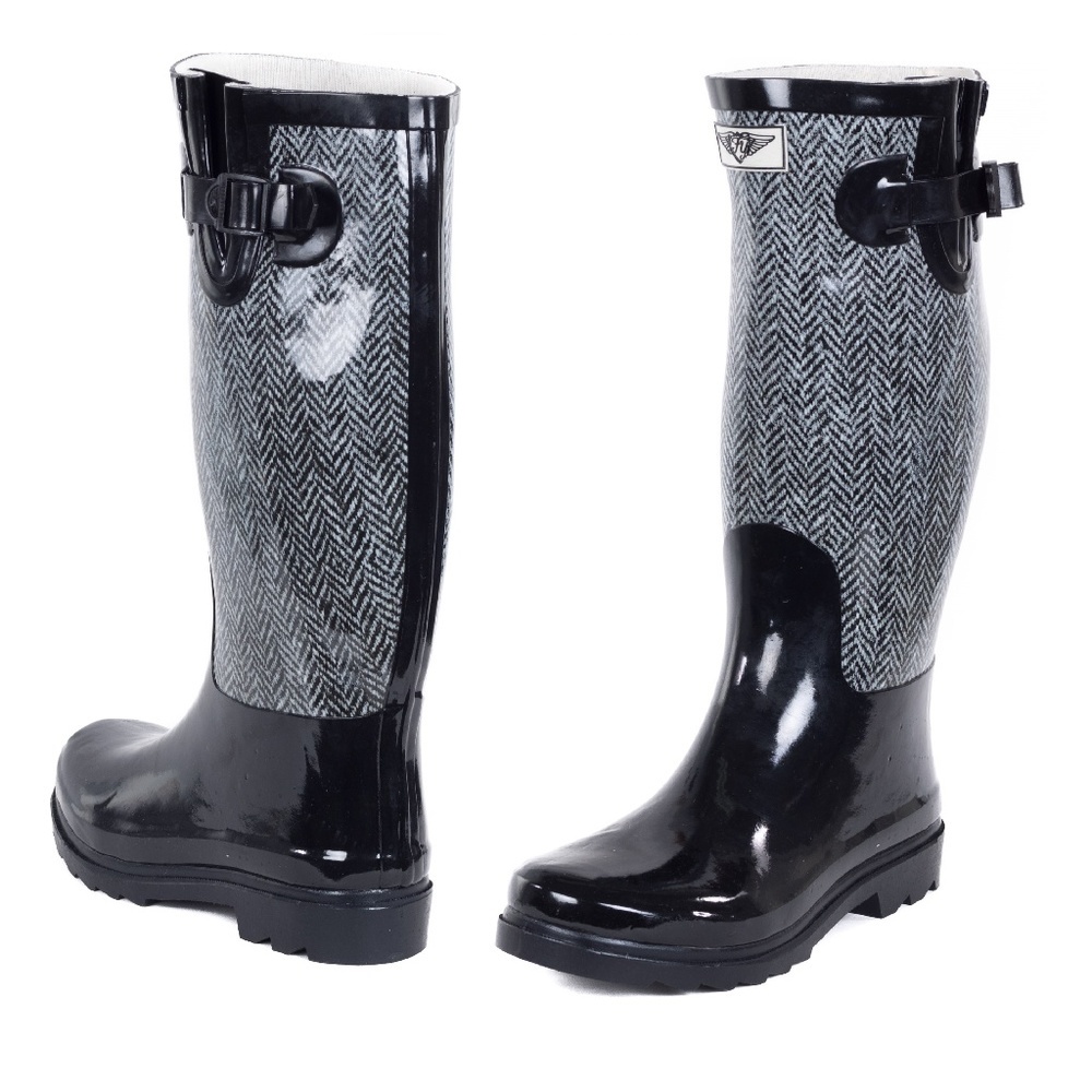 Women's Rainboots, Rubber Tall Rain Boots RB-1517, Gray